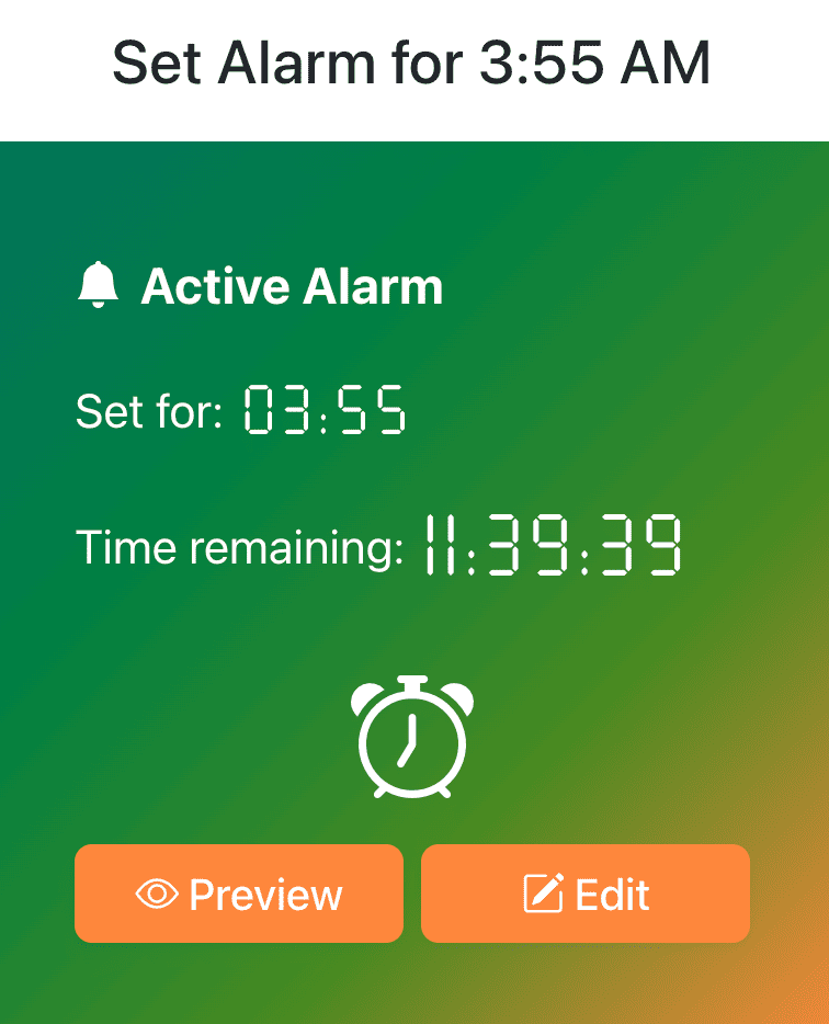 Set Alarm for 3:55