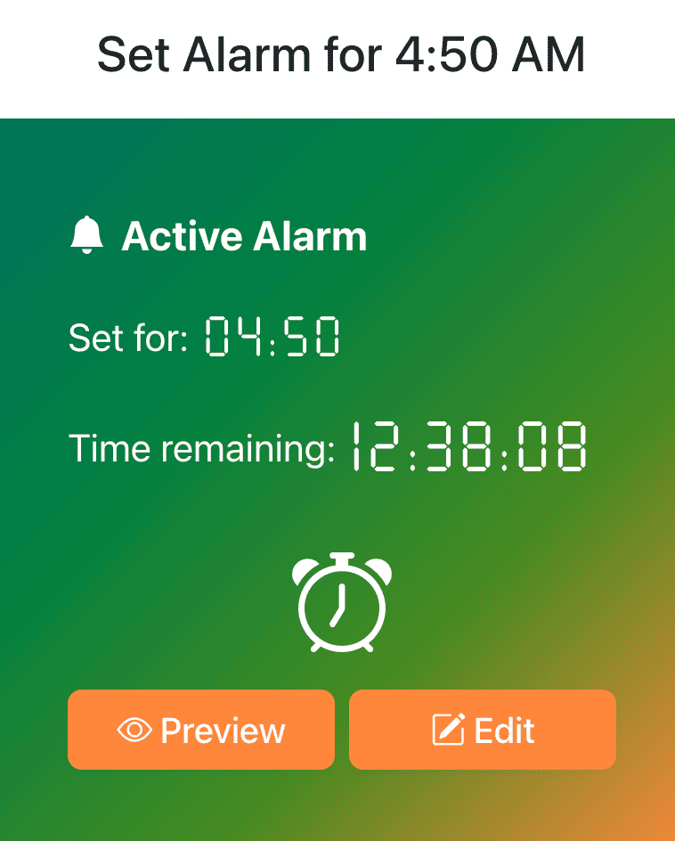Set Alarm for 4:50