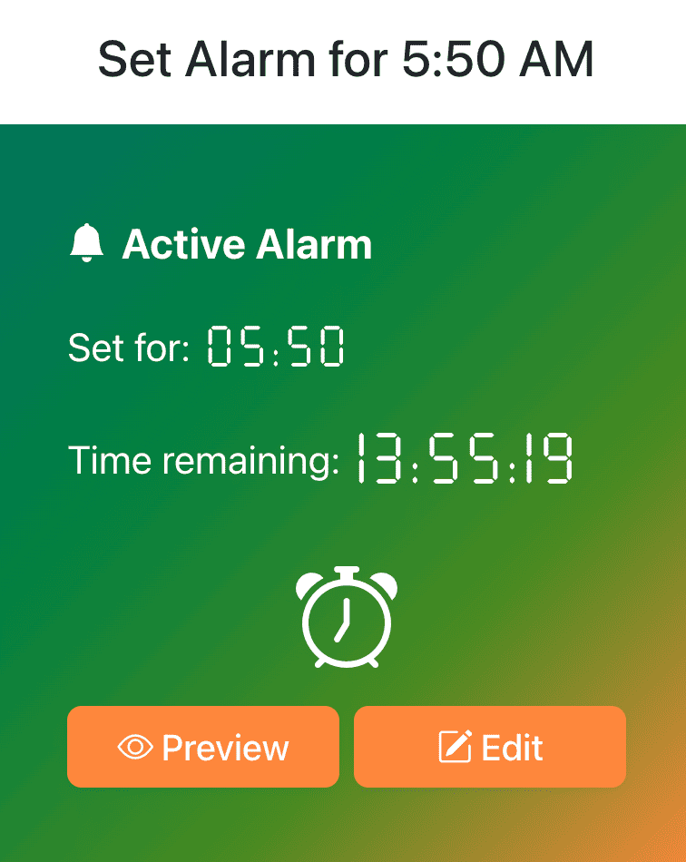 Set Alarm for 5:50