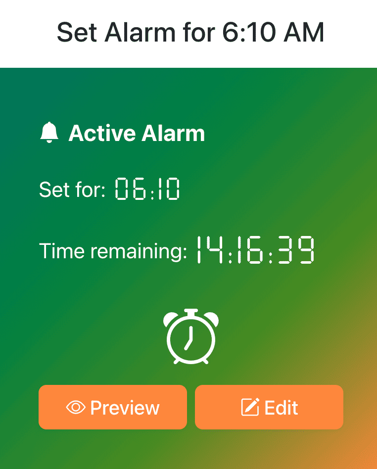 Set Alarm for 6:10