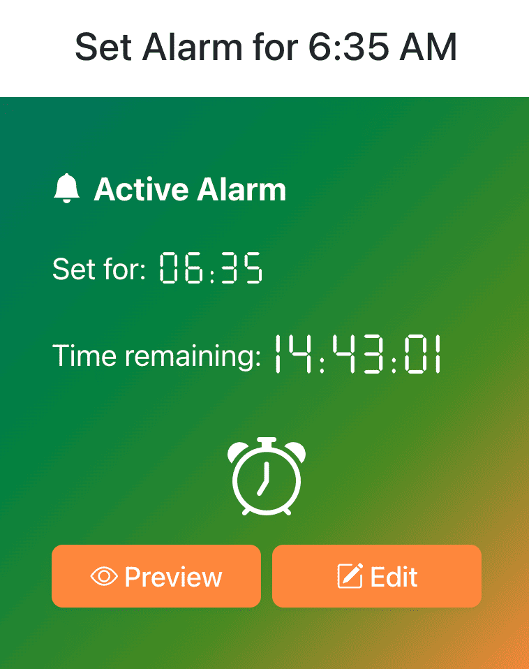 Set Alarm for 6:35