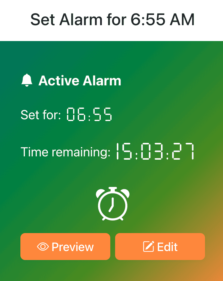 Set Alarm for 6:55