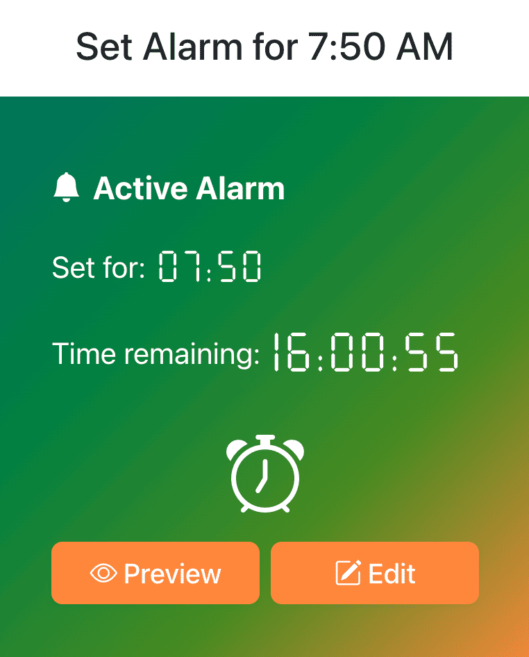 Set Alarm for 7:50